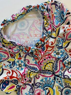 J. McLaughlin Lois Multicolor Paisley Floral Bird Print Shirt Size Medium